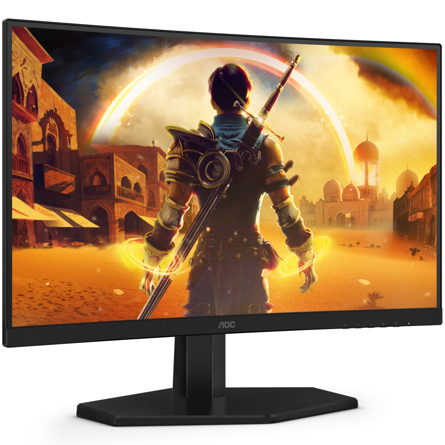 TFT 23.6 AOC C24G42E, VA, 180Гц, вигнутий, 2хHDMI, DP, колонки, чорно-червоний (C24G42E) чорний з червоним на малюнкі №2