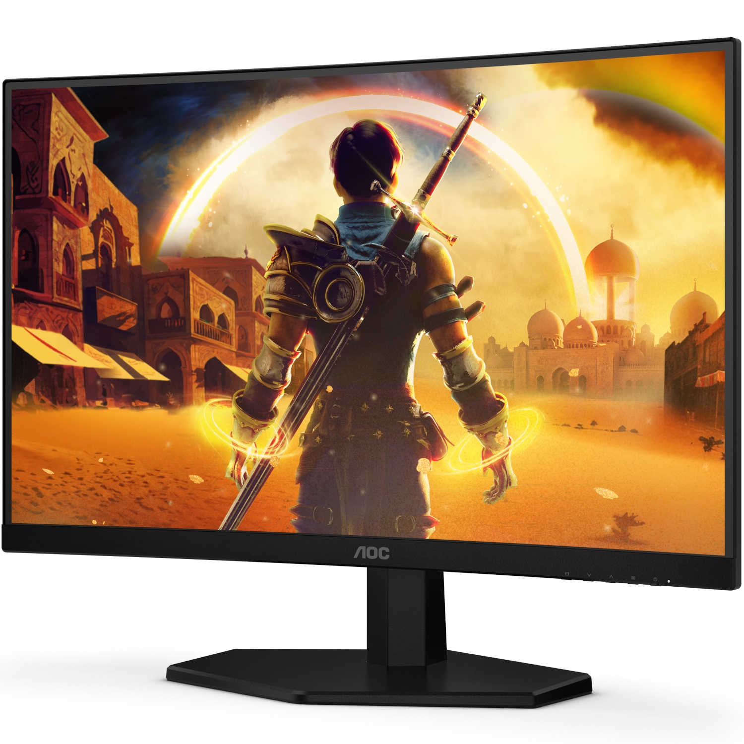 TFT 23.6 AOC C24G42E, VA, 180Гц, вигнутий, 2хHDMI, DP, колонки, чорно-червоний (C24G42E) чорний з червоним на малюнкі №3