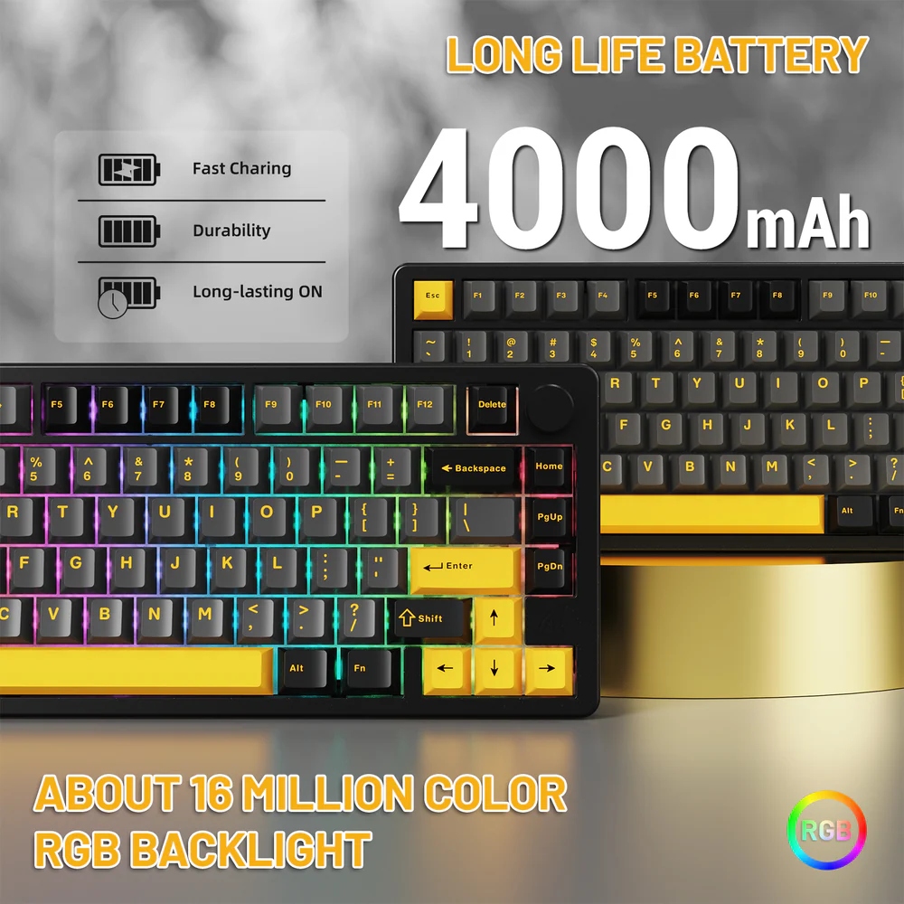 Клавіатура ігрова механічна Attack Shark X86 82кл. RGB, Wireless, Matcha Switch, Star Black (X86SB_AS) Чорний на малюнкі №7