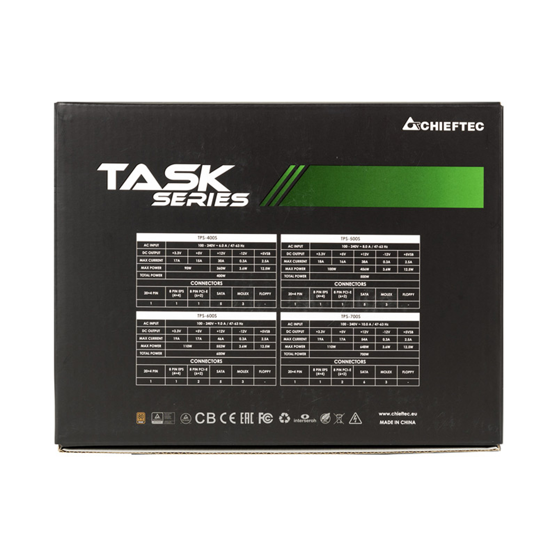 БЖ 600W Chieftec TASK TPS-600S, 120 mm, 80+ Bronze Retail Box (TPS-600S) на малюнкі №6