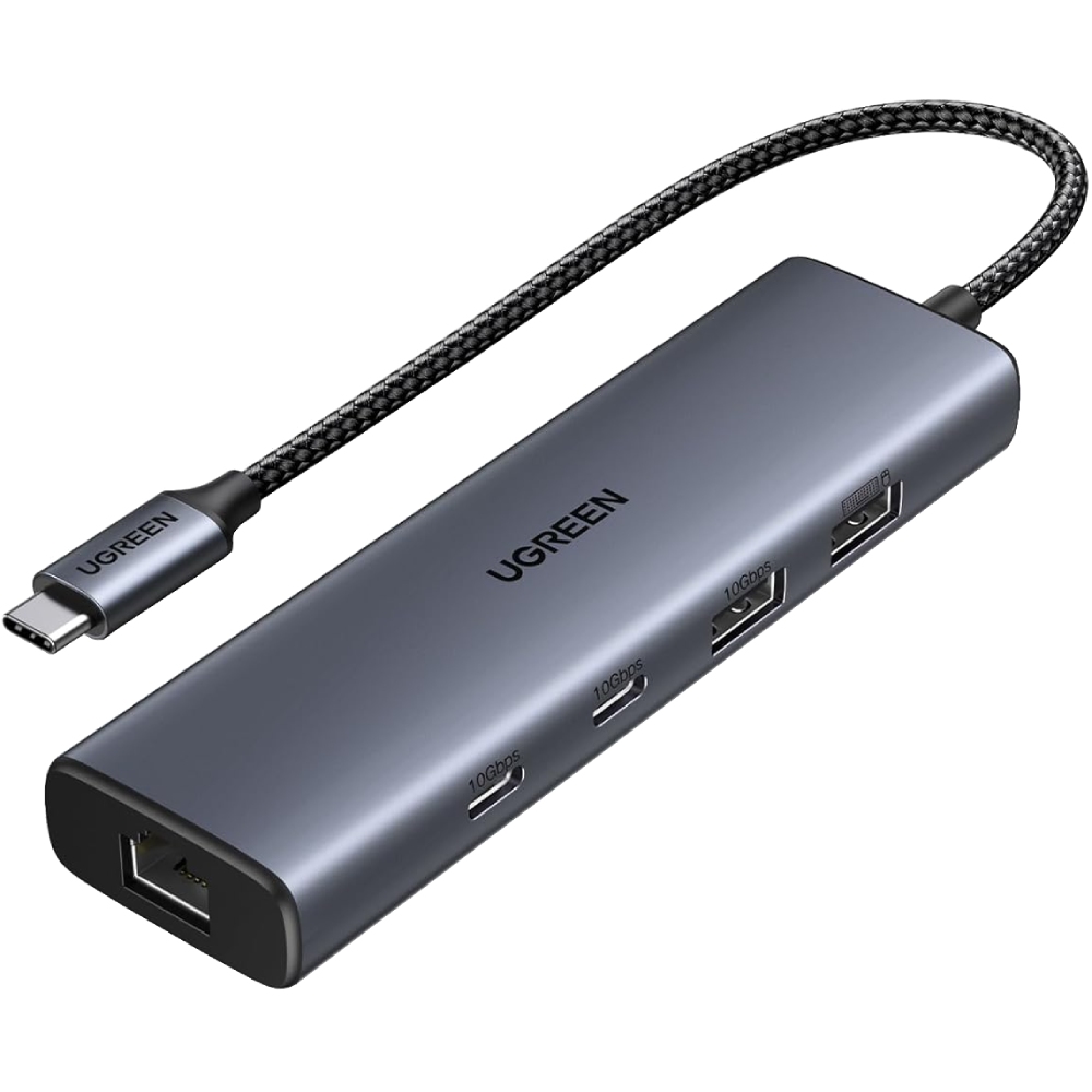 Хаб USB 3.2 Type-C - 1xUSB-A 3.2/ 1xUSB-A 2.0/2xUSB-C 3.2/ RJ45 PD CM512 сірий UGREEN (45320) на малюнкі №1