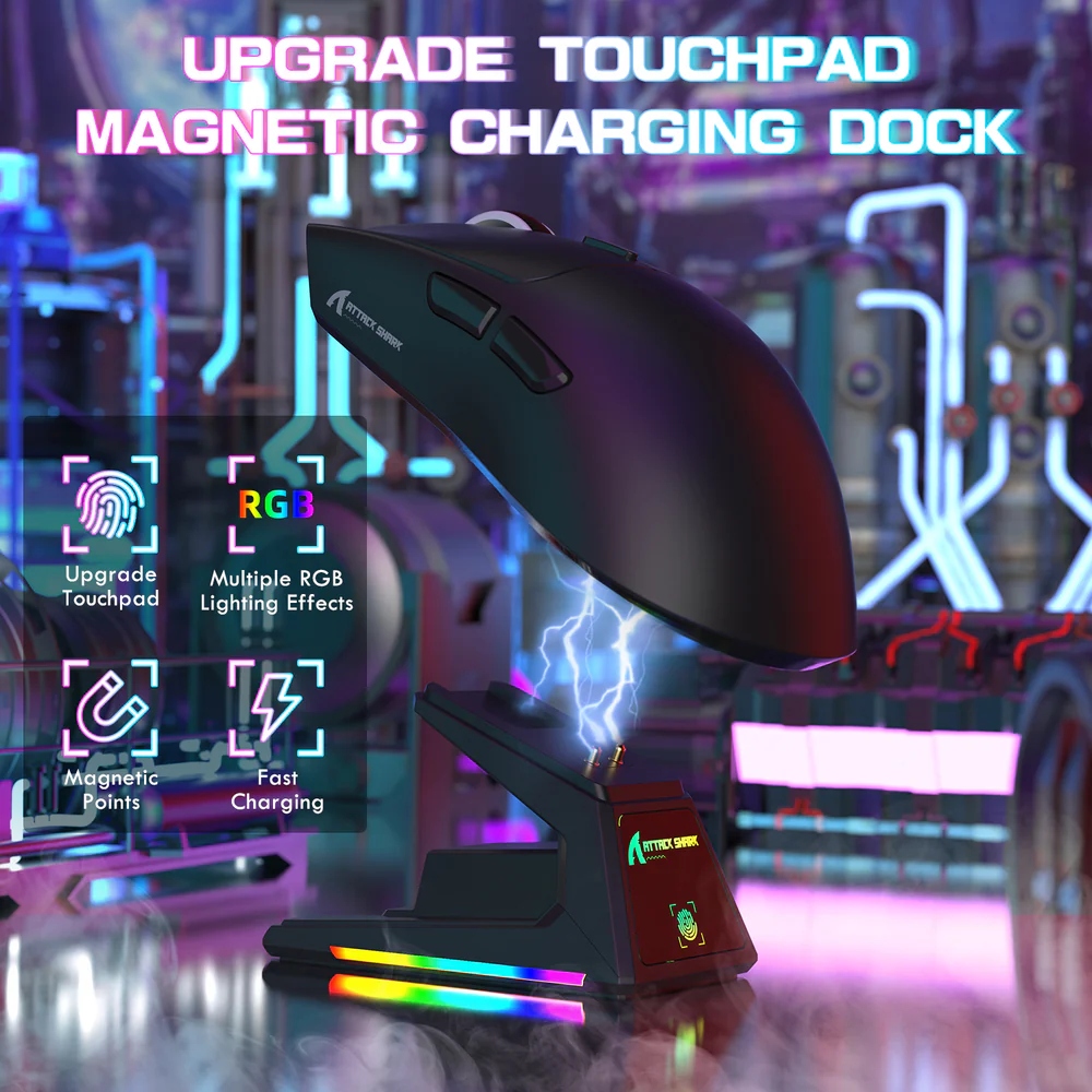 Мишка Attack Shark X1, Wireless/Bluetooth, 40000dpi. (PAW3395PRO), 6кн, Black (X1B_AS) Чорний на малюнкі №4