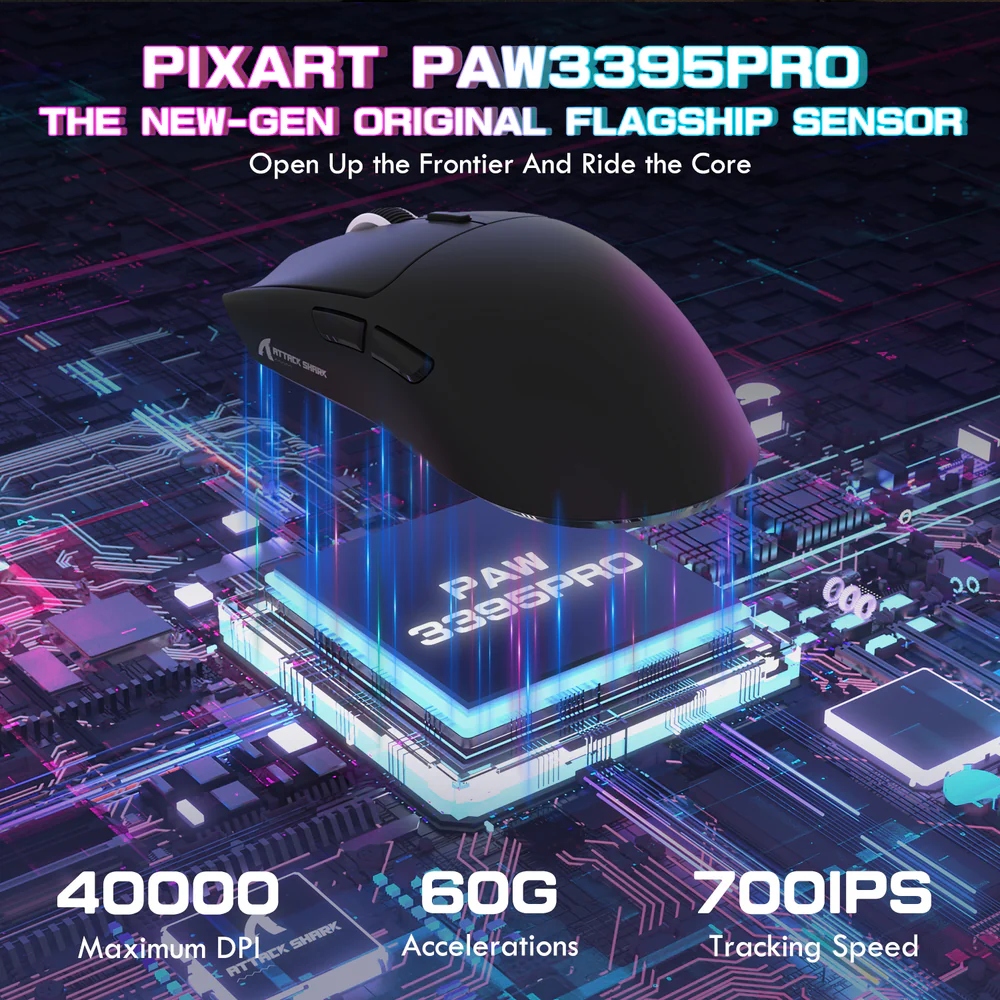 Мишка Attack Shark X1, Wireless/Bluetooth, 40000dpi. (PAW3395PRO), 6кн, Black (X1B_AS) Чорний на малюнкі №5