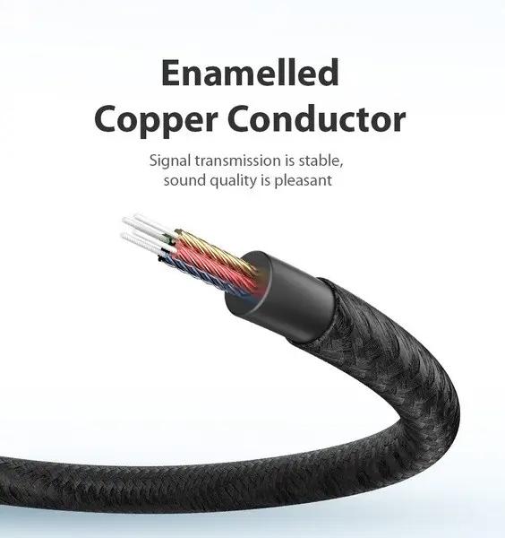 Кабель AUX Audio TRS M/F 5.0м Gold-Plated, нейлонове обплетення, Vention (BHBBJ) Чорний на малюнкі №7