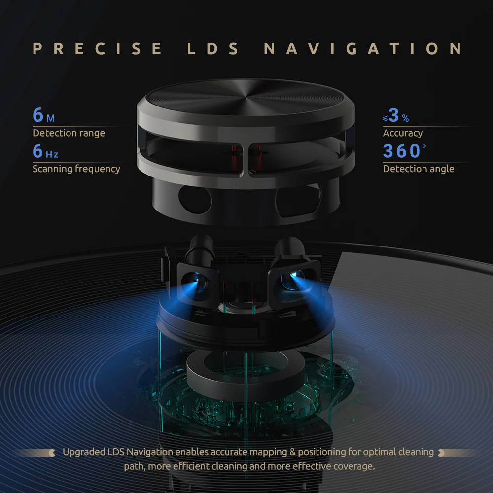 Робот пилосос Kyvol Cybovac S31 Lidar/110ml+500ml/5200 mA/3000 pa/Google Assistant,Amazon Alexa (Kyvol S31) Чорний на малюнкі №6