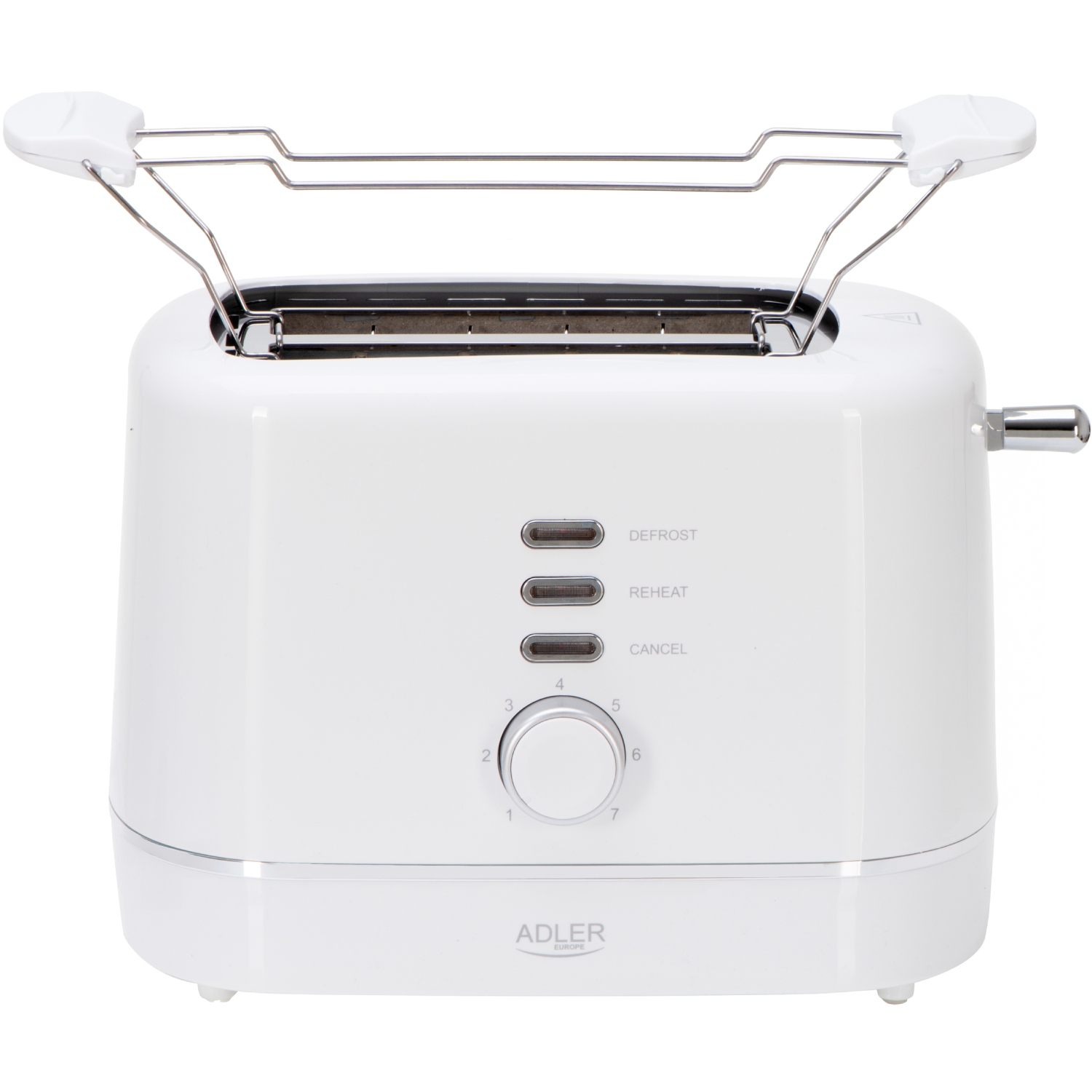 Тостер Adler AD 3224 white 850Вт/ 2 відділення/7 режимів підсмажування/розморожування/підігрів булок (AD3224W) Білий на малюнкі №1