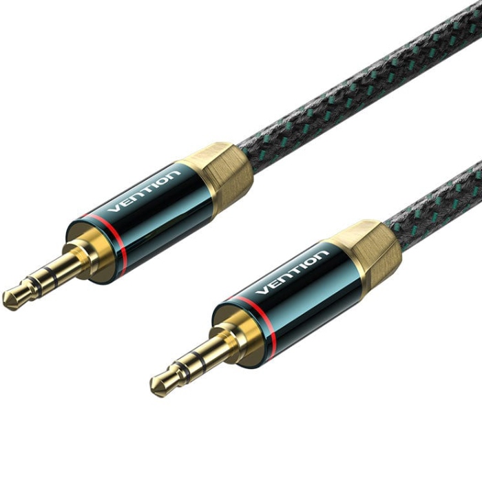 Кабель AUX Audio TRS M/M, 0.5м, Silver-plated, Zinc alloy, обплетення, зелений, Vention (BAYGD) Зелений на малюнкі №1