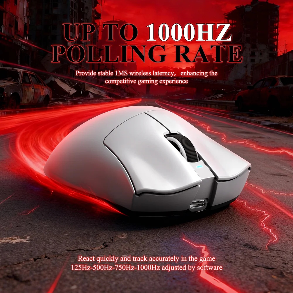 Мишка Attack Shark V3Pro Ultra-Light, Wireless/Bluetooth, 25000dpi. (PAW3311), 6кн, White (V3PROW_AS) Білий на малюнкі №3