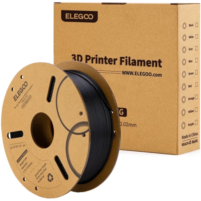 Пластик (Filament) ELEGOO PLA 1кг, 1.75мм (50.203.0038) Чорний на малюнкі №2