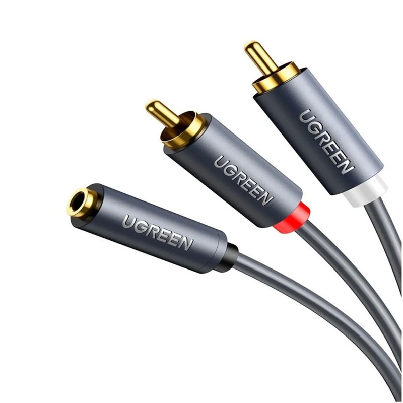 Кабель AUX Audio TRS - RCAx2 M/F 1.0м UGREEN AV102 (10588) Сірий на малюнкі №2