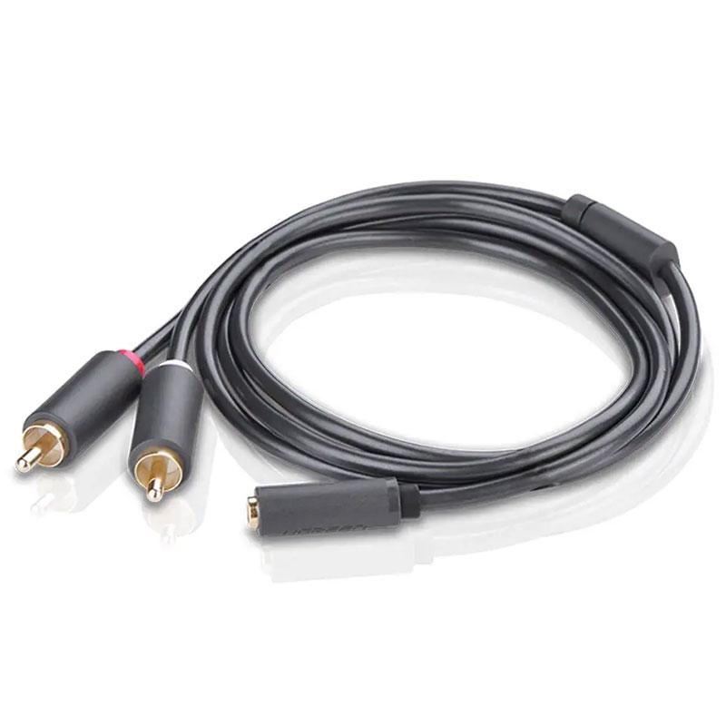 Кабель AUX Audio TRS - RCAx2 M/F 1.0м UGREEN AV102 (10588) Сірий на малюнкі №4