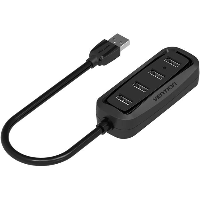 Хаб USB 2.0 - 4xUSB-A 2.0, 0,15м, чорний Vention (VAS-J43-B015) на малюнкі №1