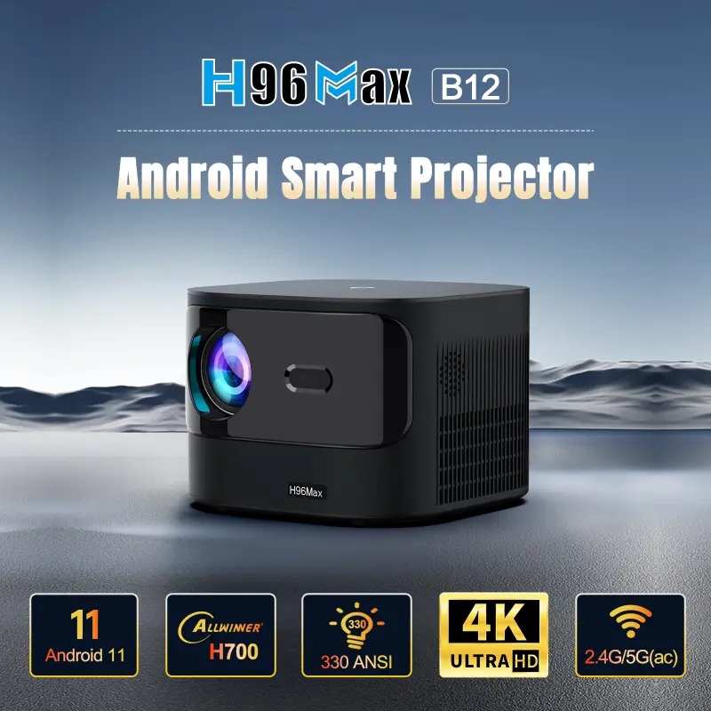 Проєктор H96 MAX B12 LED LCD FullHD 330AL 16:9 H700 2G/16G Android 11.0 HDMI WiFi BT чорний (H96 MAX_B12) на малюнкі №3