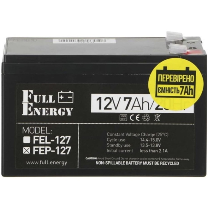Акумуляторна батарея Full Energy 12V-7.0Ah, AGM (FEP-127) на малюнкі №1