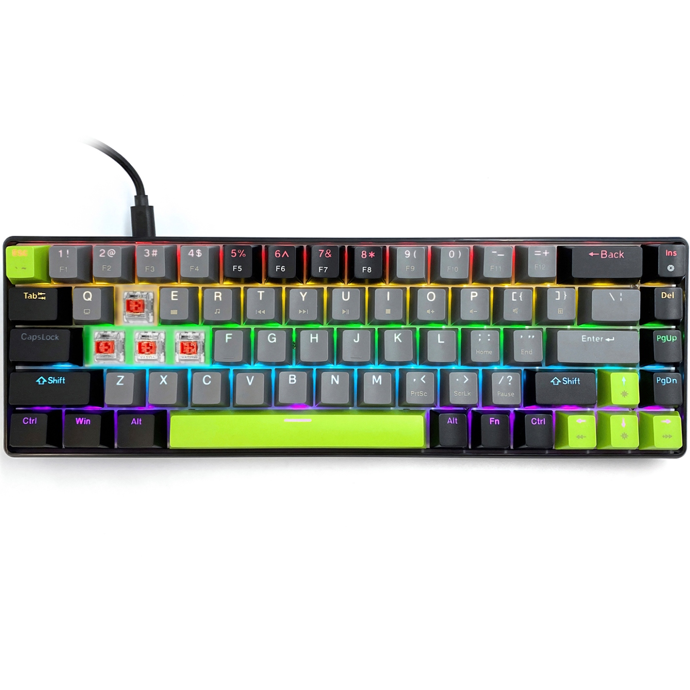 Клавіатура ігрова механічна Media-Tech RED CORE MX60, Anti-Ghosting, 68кл, PC/Mac (MT1260) Чорний на малюнкі №8