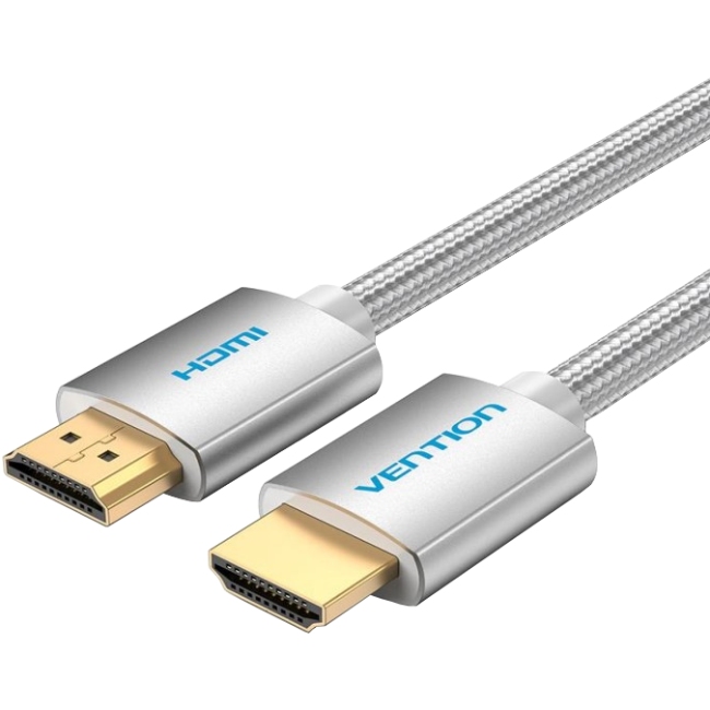 Кабель HDMI M - M, 8.0м, V2.0, 4K 60Гц, обплетення, Silver Metal Type Vention (AABIK) на малюнкі №1