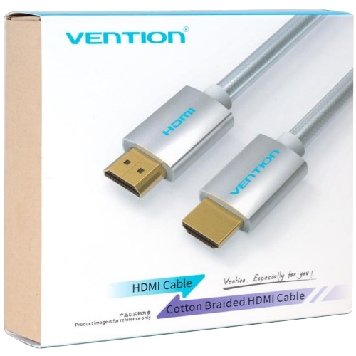 Кабель HDMI M - M, 8.0м, V2.0, 4K 60Гц, обплетення, Silver Metal Type Vention (AABIK) на малюнкі №2