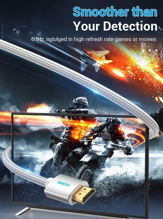 Кабель HDMI M - M, 8.0м, V2.0, 4K 60Гц, обплетення, Silver Metal Type Vention (AABIK) на малюнкі №5