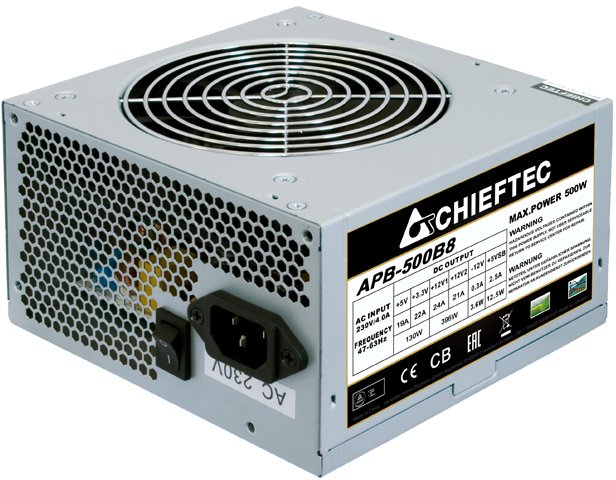 БЖ 500W Chieftec VALUE APB-500B8, 120 mm, 80+ White, Bulk (APB-500B8) на малюнкі №1