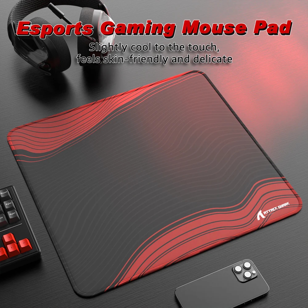 Ігрова поверхня Attack Shark CM02 450x400x4мм Contour line Black Red (CM02CLBR_AS) Чорний+червоний на малюнкі №2