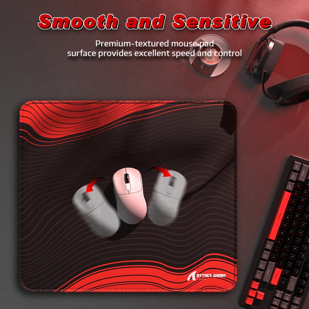 Ігрова поверхня Attack Shark CM02 450x400x4мм Contour line Black Red (CM02CLBR_AS) Чорний+червоний на малюнкі №3