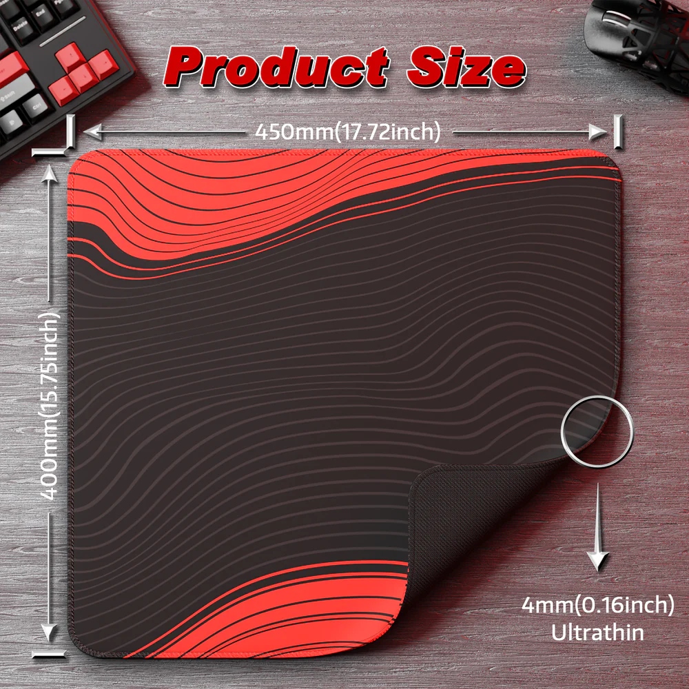 Ігрова поверхня Attack Shark CM02 450x400x4мм Contour line Black Red (CM02CLBR_AS) Чорний+червоний на малюнкі №4