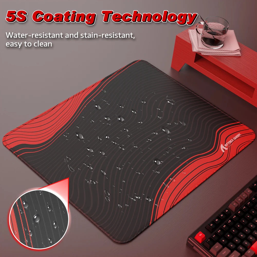 Ігрова поверхня Attack Shark CM02 450x400x4мм Contour line Black Red (CM02CLBR_AS) Чорний+червоний на малюнкі №5