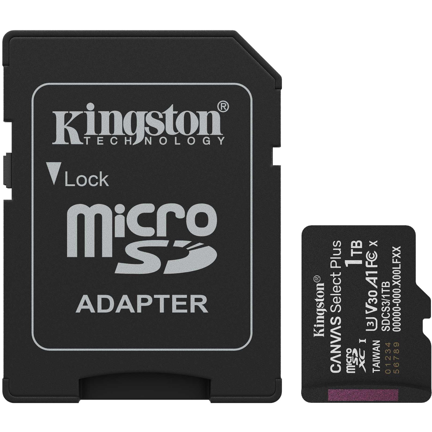Memory card microSDXC 1TB Kingston Canvas Select Plus Gen3 C10 A1 V30 U3, Retail + adapter (SDCS3/1TB#) на малюнкі №1