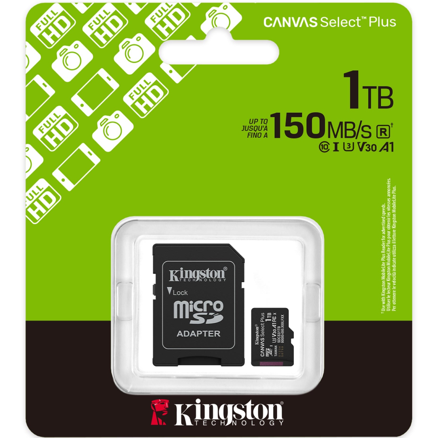 Memory card microSDXC 1TB Kingston Canvas Select Plus Gen3 C10 A1 V30 U3, Retail + adapter (SDCS3/1TB#) на малюнкі №3