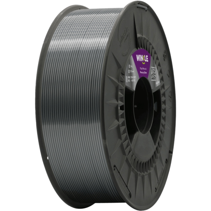 Пластик (Filament) WINKLE PLA SILK 1кг, 1.75мм, ртутно-срібний (PSI01000175PLAMERWNK) Сірий на малюнкі №1