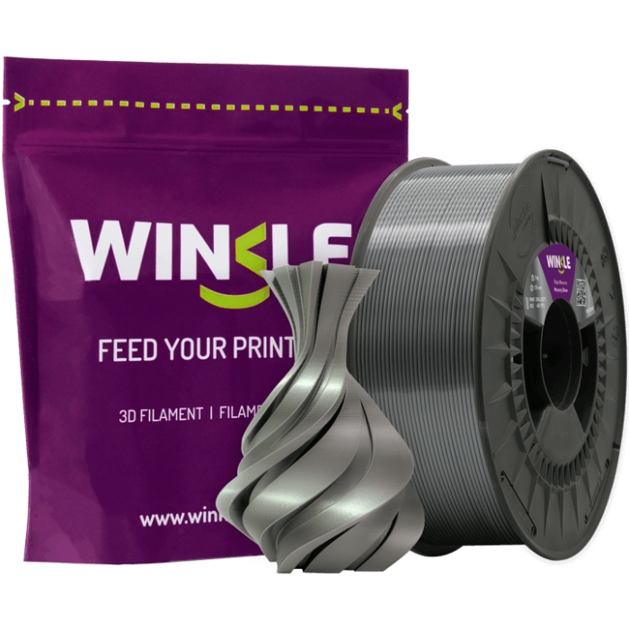Пластик (Filament) WINKLE PLA SILK 1кг, 1.75мм, ртутно-срібний (PSI01000175PLAMERWNK) Сірий на малюнкі №2