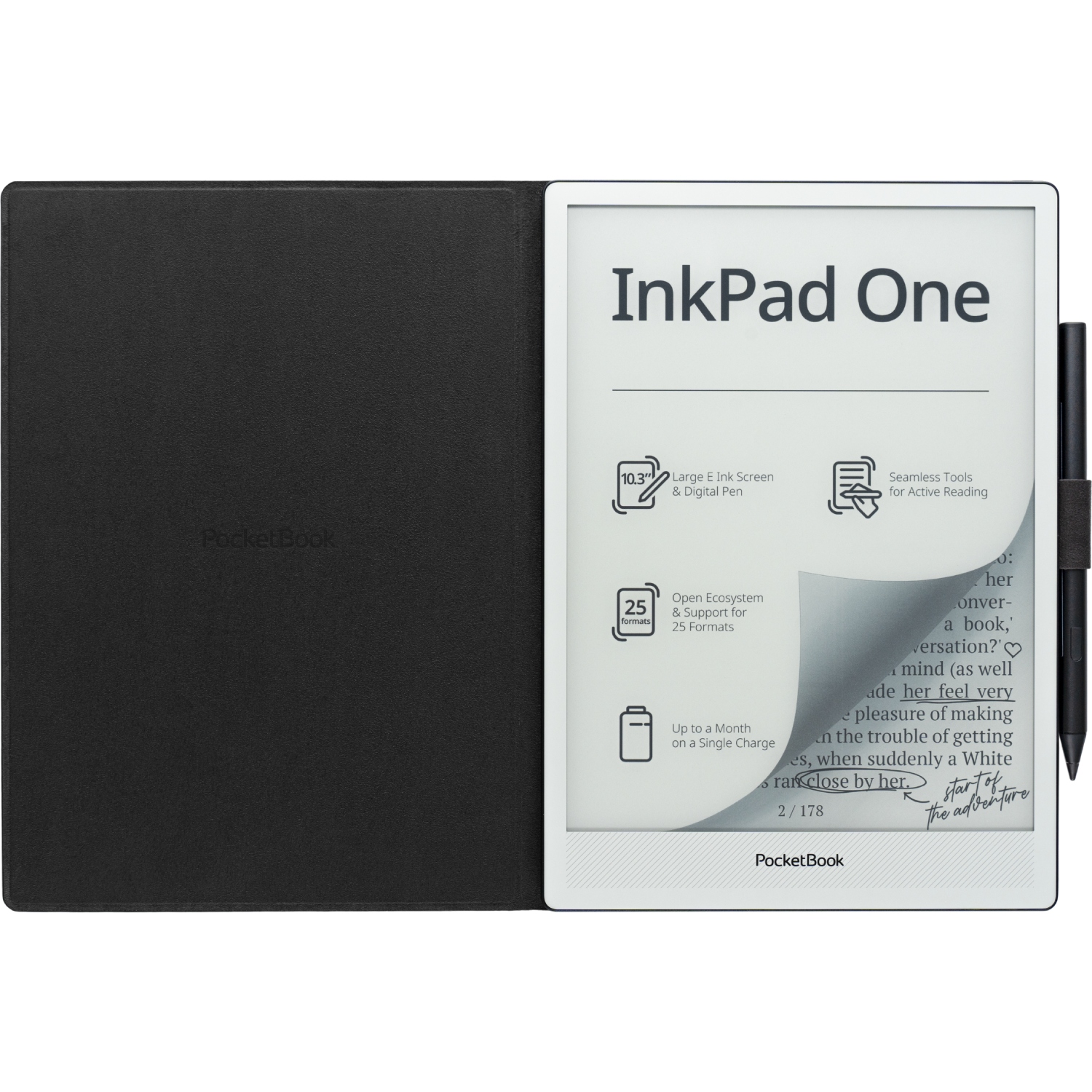 Обкладинка PocketBook 10.3, InkPAd One(PB1030), Magnetic folio cover, чорна (MF-1030-BK-WW) Чорний на малюнкі №9
