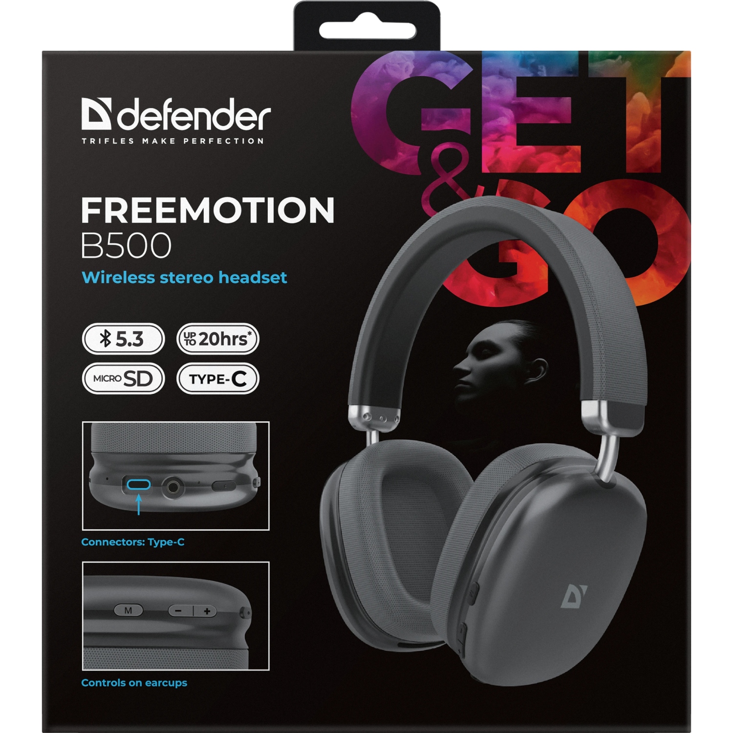 Гарнітура Defender FreeMotion B500 Bluetooth, Сіра (63500) на малюнкі №7