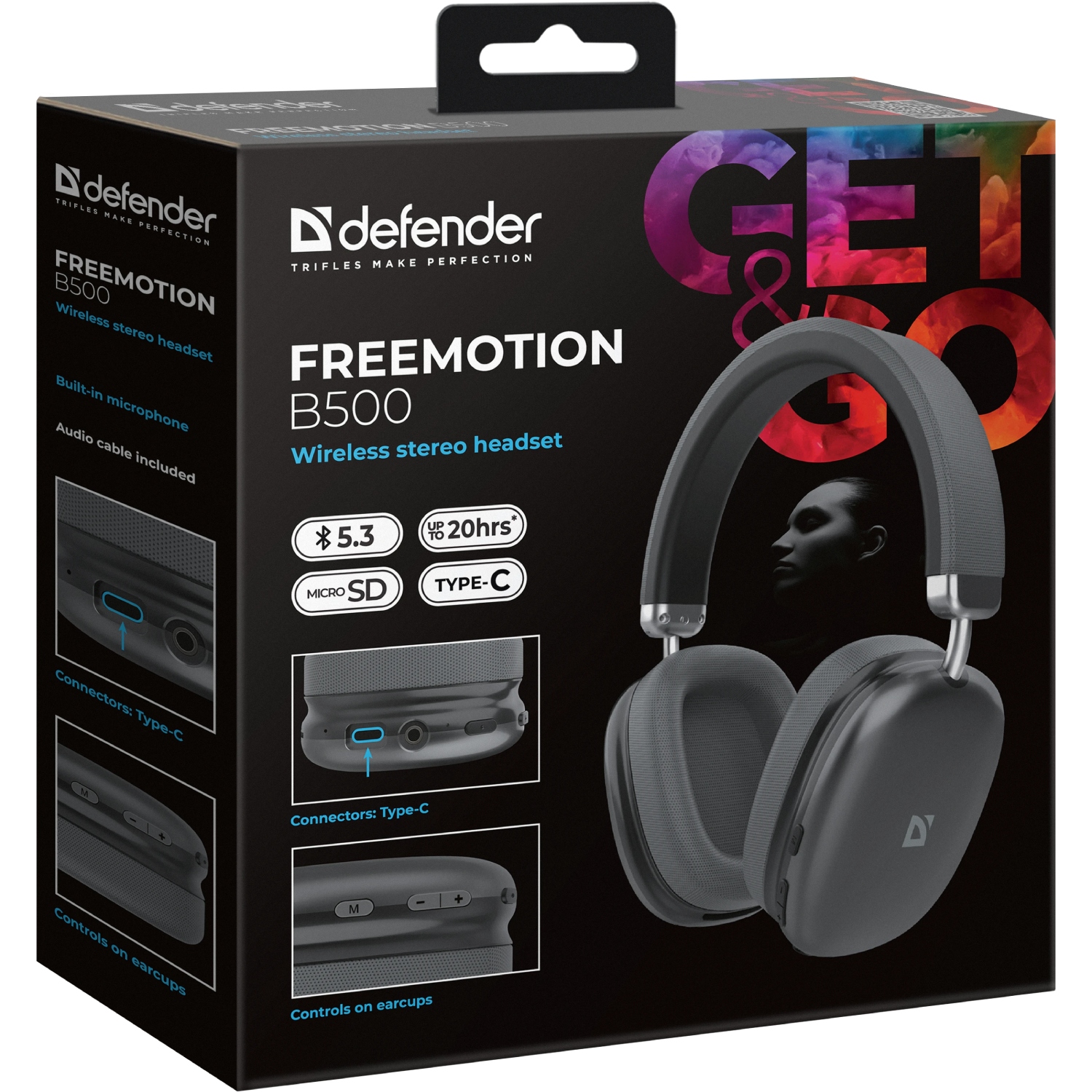 Гарнітура Defender FreeMotion B500 Bluetooth, Сіра (63500) на малюнкі №8