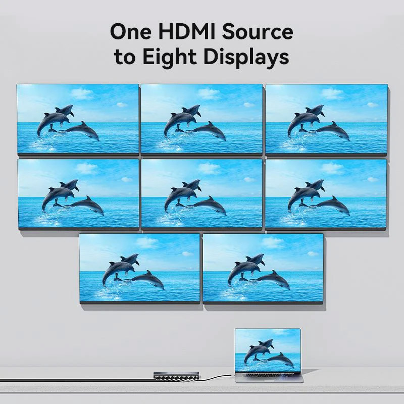 Сплітер HDMI 1.4 UHD 4K 30Hz 3D, HDCP 1x8 ports Vention (AKQB0-EU) Чорний на малюнкі №9