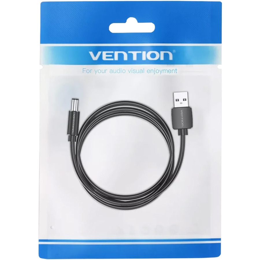 Кабель живлення USB AM - 5.5mm DC Power PVC 5V 3A, Black 0.5м Vention (CEYBF) на малюнкі №4
