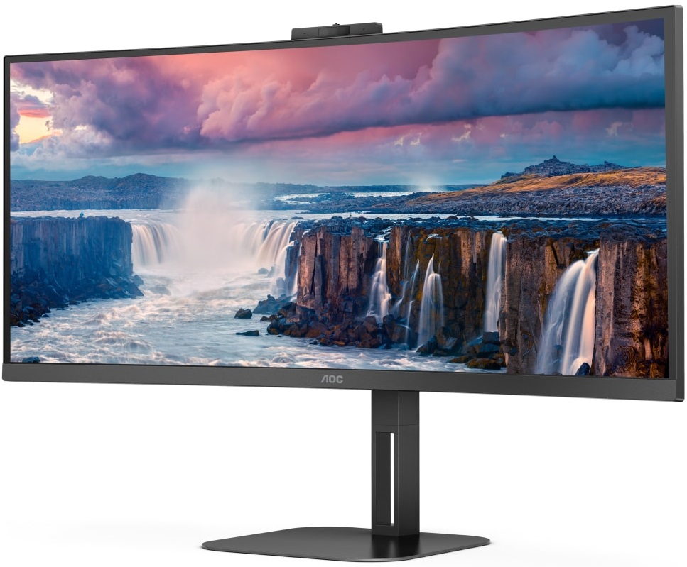 TFT 34 AOC CU34V5CW/BK, WQHD, VA, 100Гц, 1 мс, вигнутий, HDMI, DP, USB-C, USB-hub, webcam, колонки (CU34V5CW/BK) Чорний на малюнкі №3