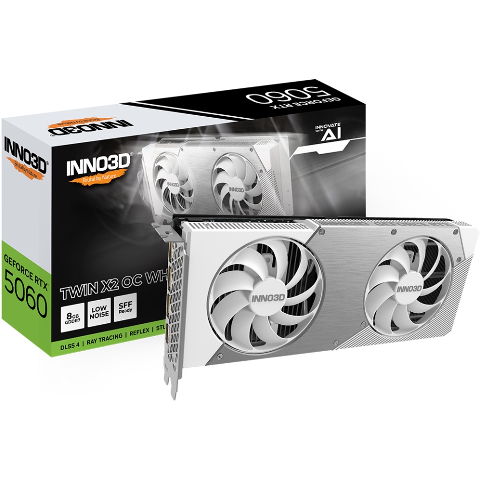 GeForce RTX5060 Inno3D TWIN X2 OC WHITE, 8GB GDDR7, 128bit, PCI Express 5.0 (N50602-08D7X-195070W) на малюнкі №3