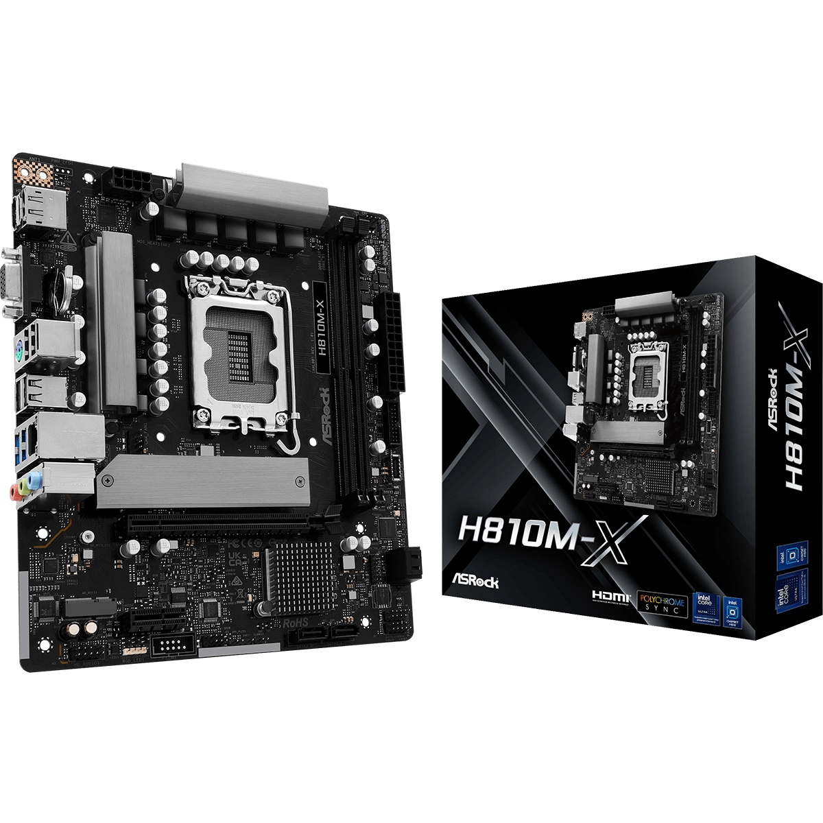 AsRock (1851/H810, 2*DDR5, PCIex16, HDMI/DP/VGA, 4xSATA, M.2, 2.5Glan, 7.1ch, mATX) (H810M-X) на малюнкі №5