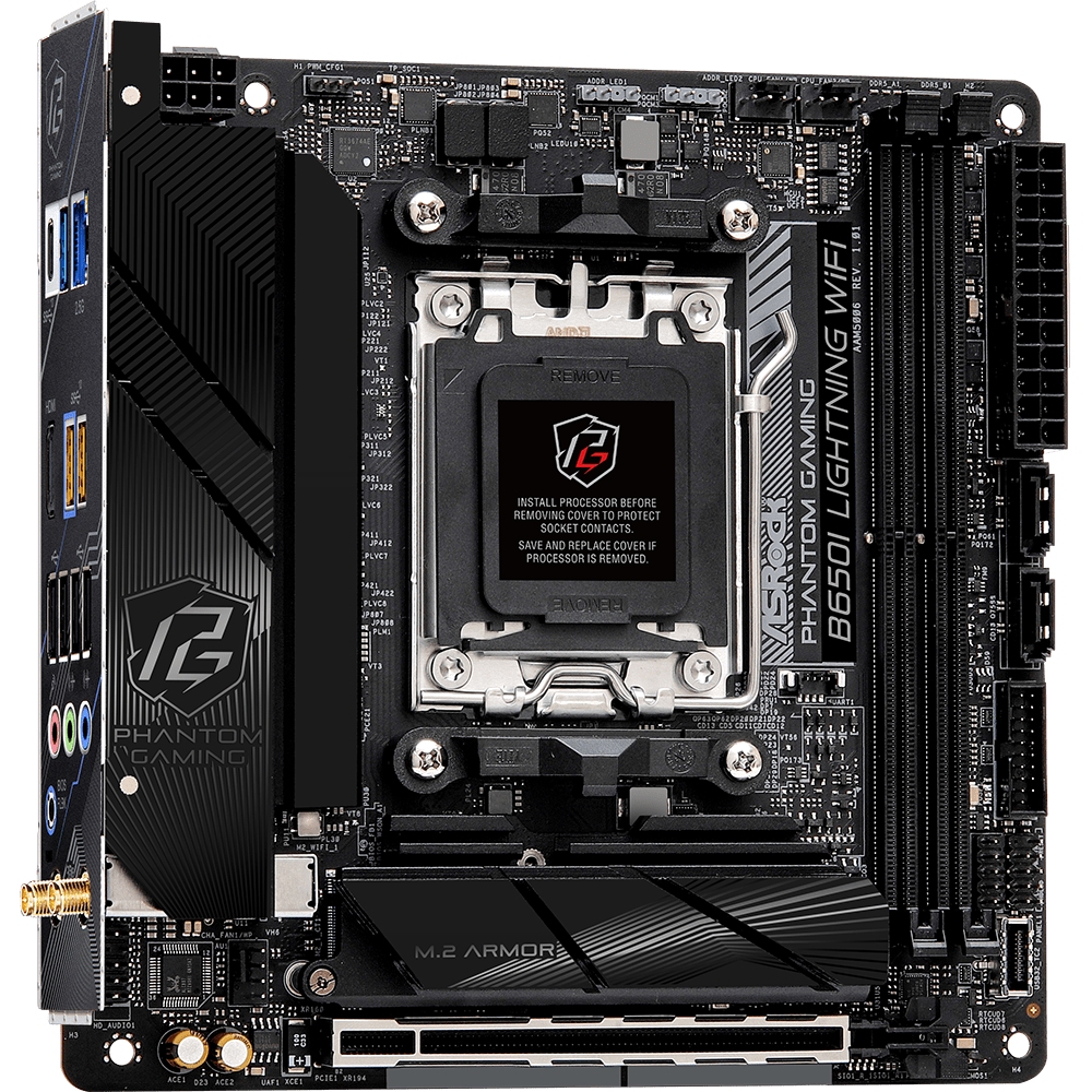 ASRock B650I LIGHTNING WIFI(AM5/B650, 2*DDR5, 1xPCIex16, HDMI/DP, 2xSATAІІІ,2xM.2, 2.5GLan, mITX) (B650I LIGHTNING WIFI) на малюнкі №2