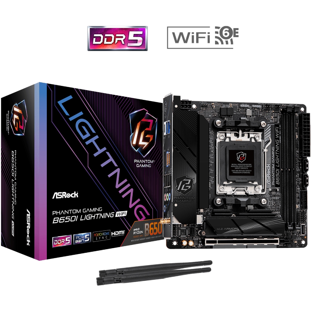 ASRock B650I LIGHTNING WIFI(AM5/B650, 2*DDR5, 1xPCIex16, HDMI/DP, 2xSATAІІІ,2xM.2, 2.5GLan, mITX) (B650I LIGHTNING WIFI) на малюнкі №5