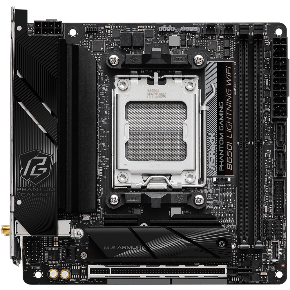 ASRock B650I LIGHTNING WIFI(AM5/B650, 2*DDR5, 1xPCIex16, HDMI/DP, 2xSATAІІІ,2xM.2, 2.5GLan, mITX) (B650I LIGHTNING WIFI) на малюнкі №6
