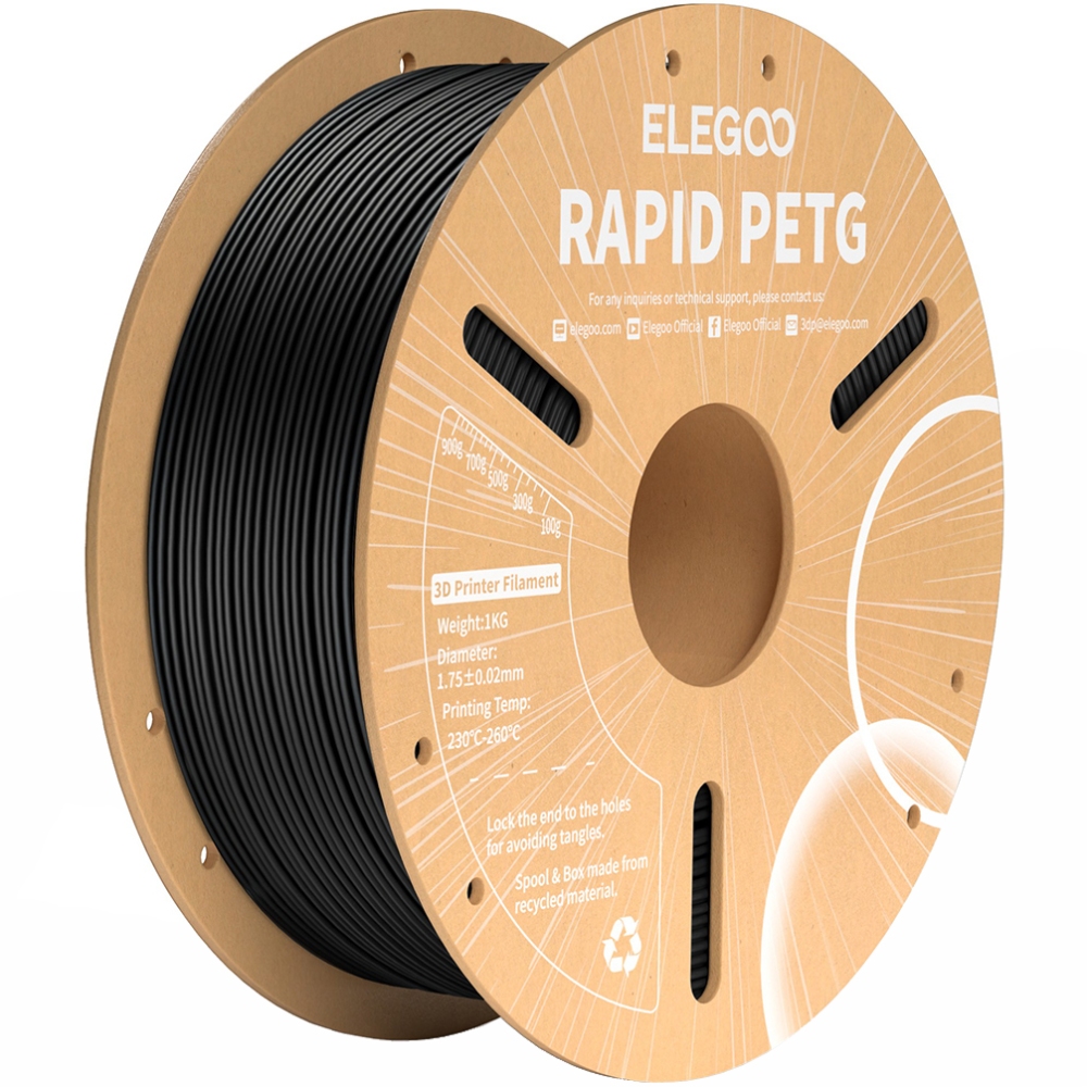 Пластик (Filament) ELEGOO RAPID PETG 1кг, 1.75мм (50.203.0216) Чорний на малюнкі №1
