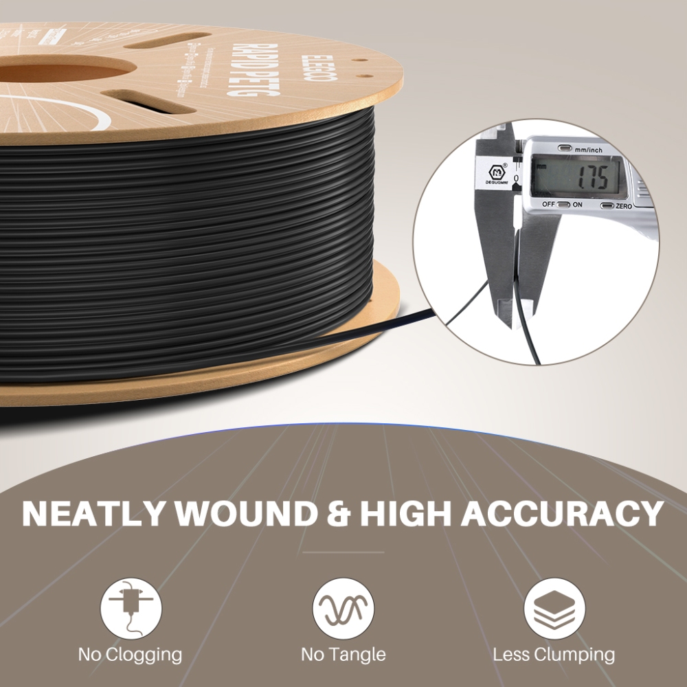 Пластик (Filament) ELEGOO RAPID PETG 1кг, 1.75мм (50.203.0216) Чорний на малюнкі №2