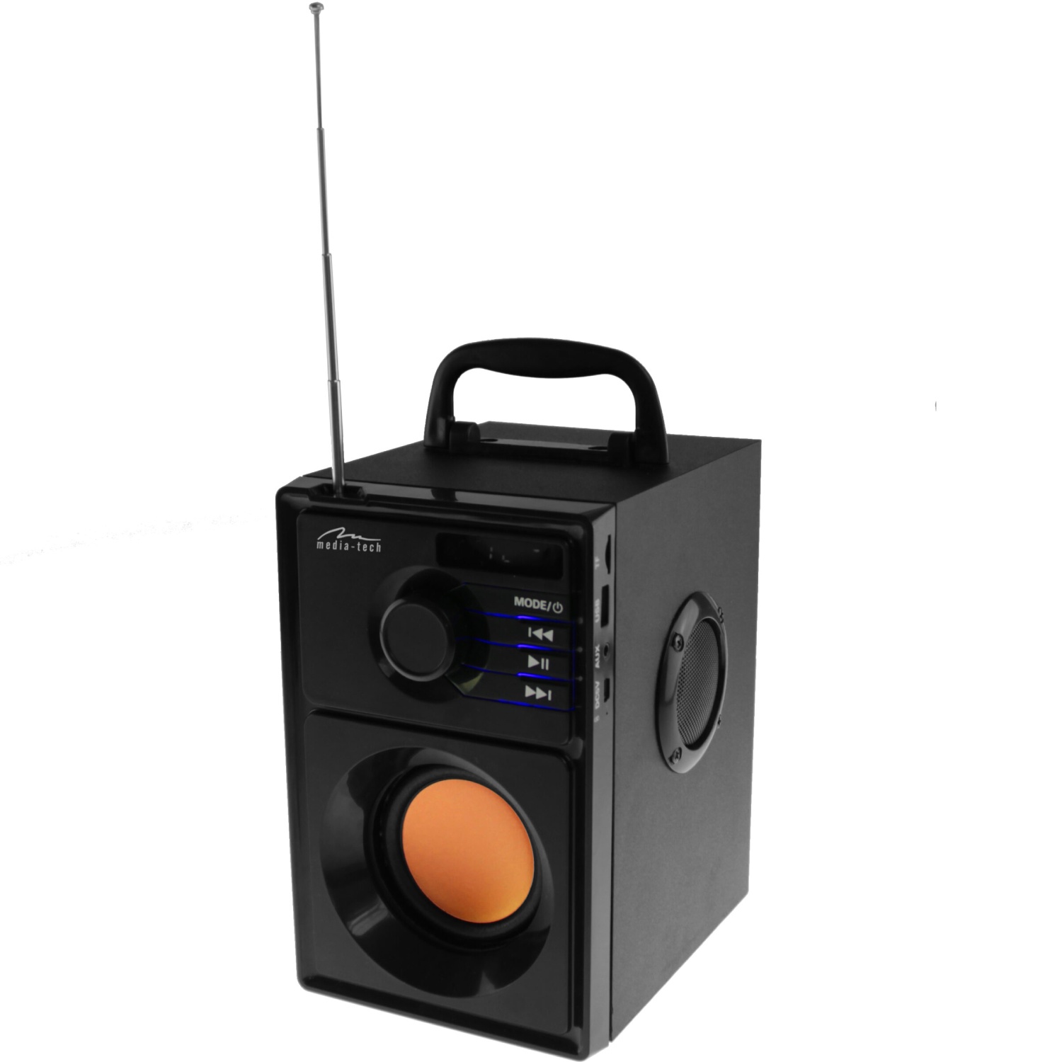Акустична система 1.0 Media-Tech 15W, Bluetooth/FM/AUX/SD/USB/пульт/BOOMBOX, помар. мембрана, чор (MT3145_V2) Чорний на малюнкі №4