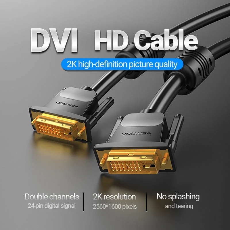 Кабель DVI-D 24M - 24M, 3.0м, 2K 60Hz, Gold-Plated, PVC Vention (EAABI) на малюнкі №2