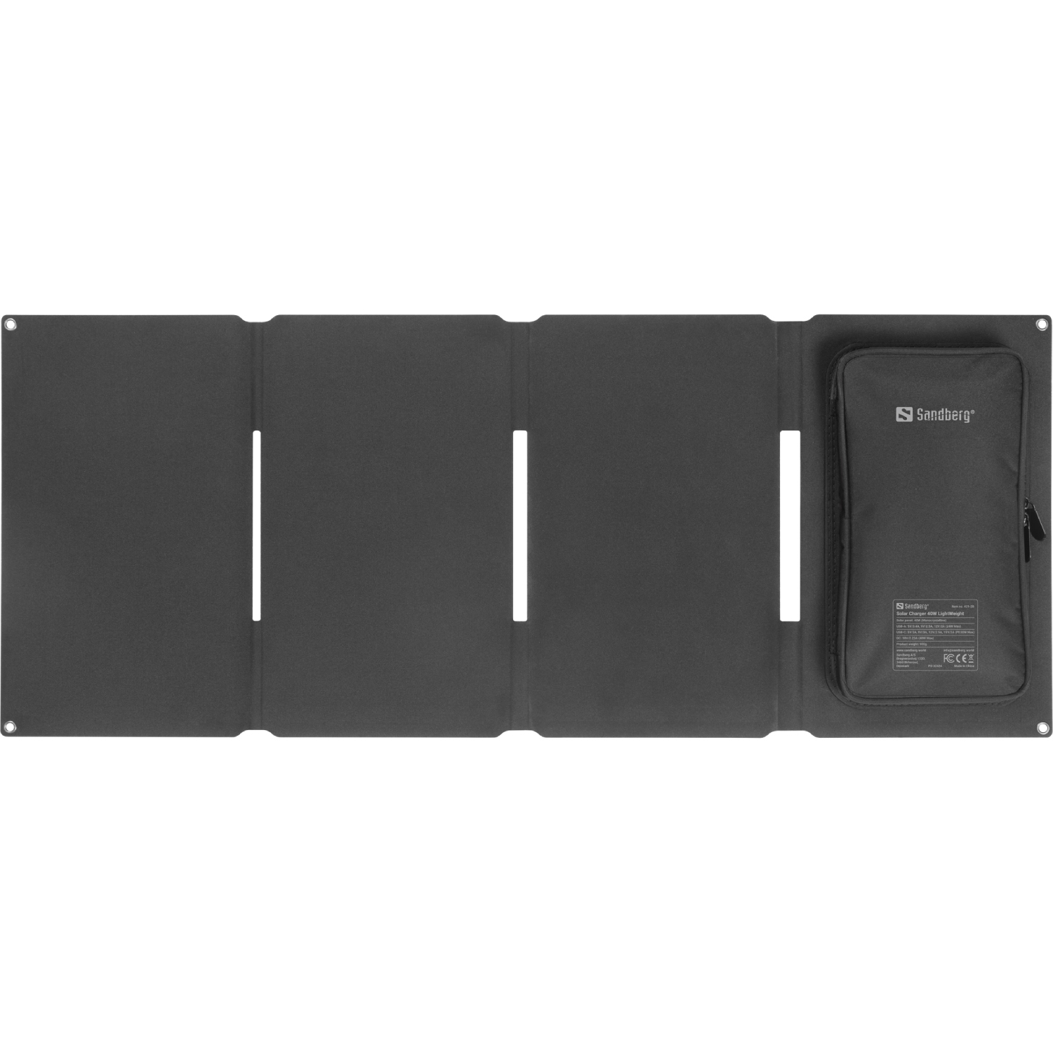 Сонячна панель Sandberg 40W (83x32,1см) DC40W, 5V/3.4A USB-A (23W) + 5V/3A QC3.0 + USB-C PD(30W) # (421-20) на малюнкі №3