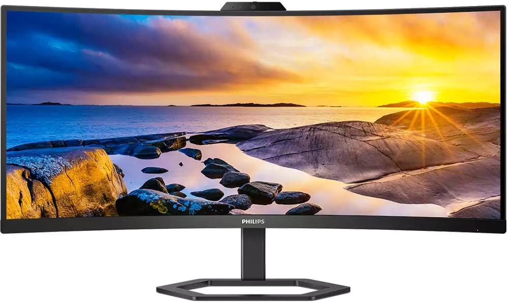 TFT 34 Philips 34E1C5600HE, WQHD, VA, sRGB 123,24%, 100Гц, 1мс, HDMI, DP, USB-C, webcam, HAS, кол (34E1C5600HE/00) Чорний на малюнкі №1
