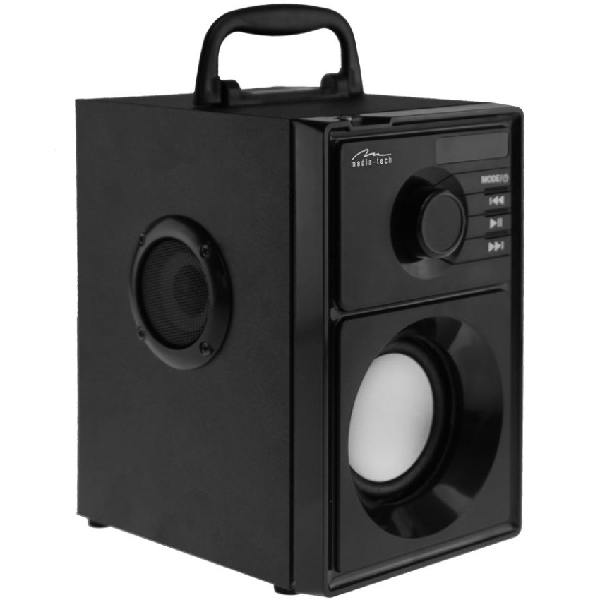 Акустична система 1.0 Media-Tech 15W, Bluetooth/FM/AUX/SD/USB/пульт/BOOMBOX, срібна мембрана, чорна (MT3179) Чорний на малюнкі №2