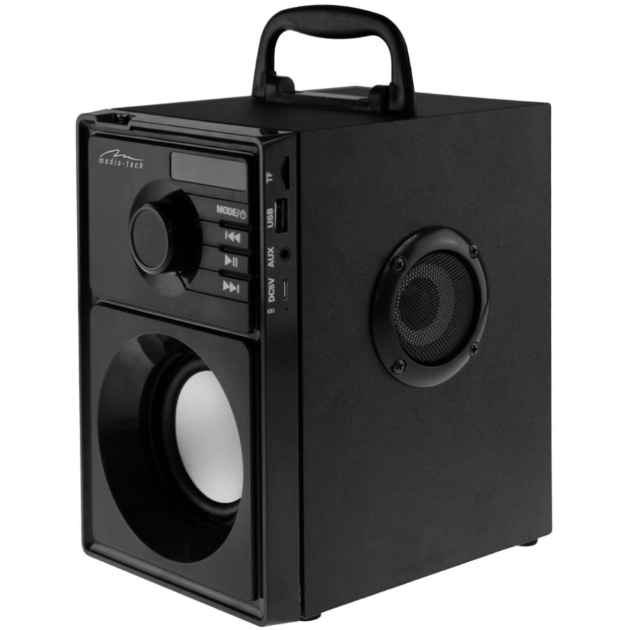 Акустична система 1.0 Media-Tech 15W, Bluetooth/FM/AUX/SD/USB/пульт/BOOMBOX, срібна мембрана, чорна (MT3179) Чорний на малюнкі №3